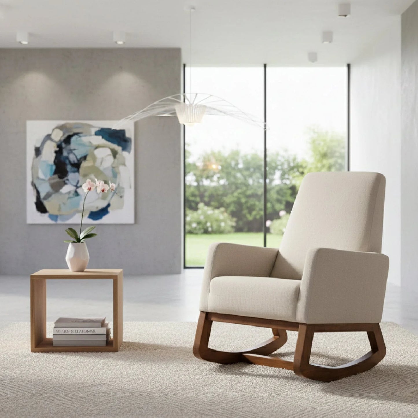 Luxury Fabric Rocking Chair Modern Italian Style for Villa