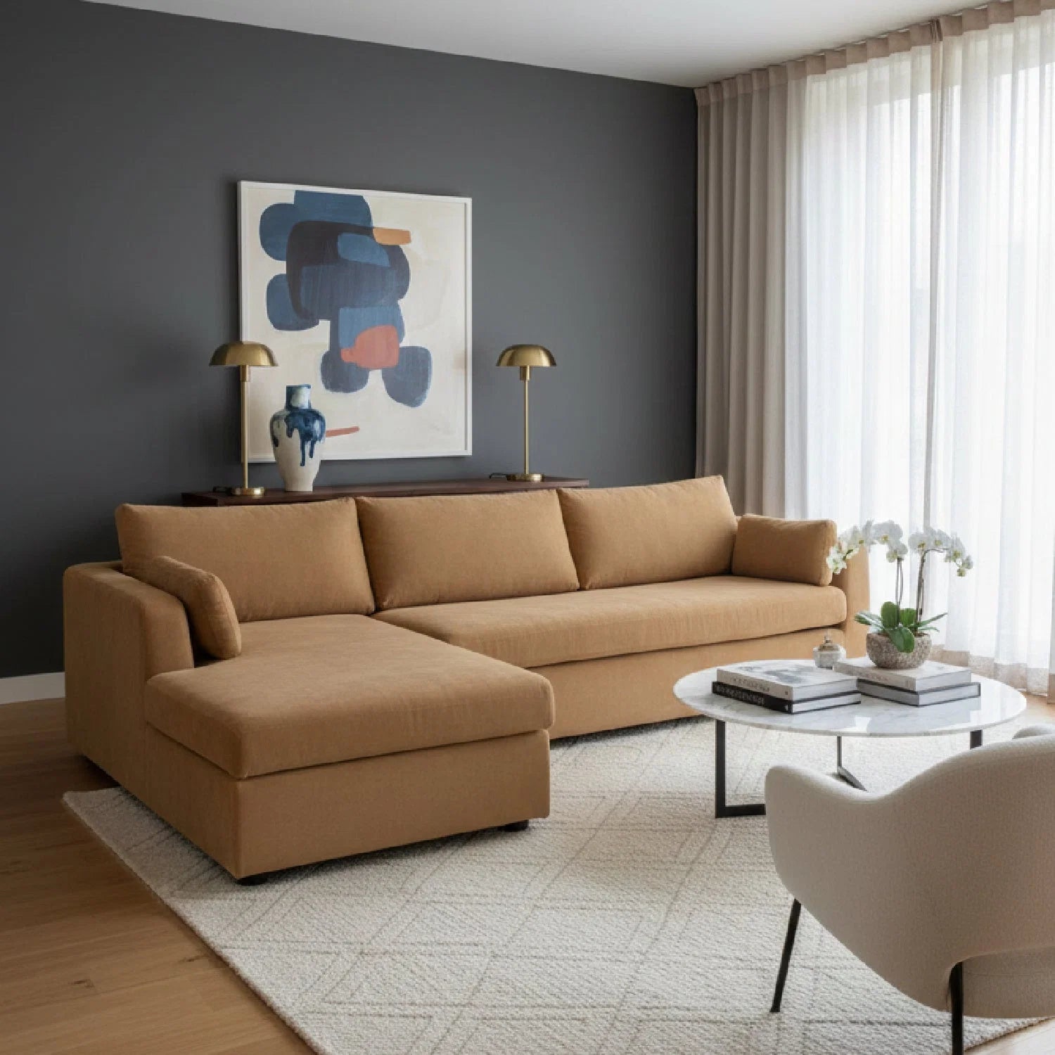 Luxury Fabric Sectional Sofa Modern Italian Style for Villa