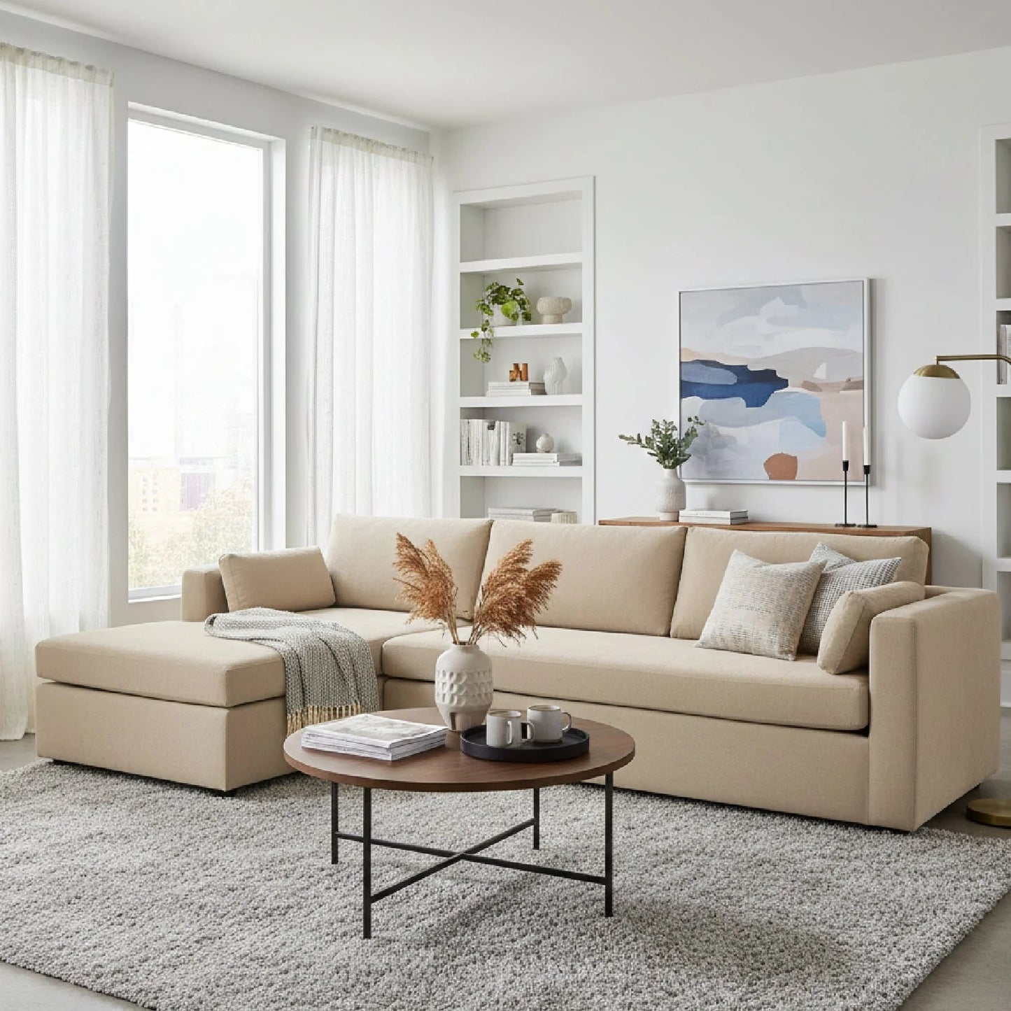 Luxury Fabric Sectional Sofa Modern Italian Style for Villa