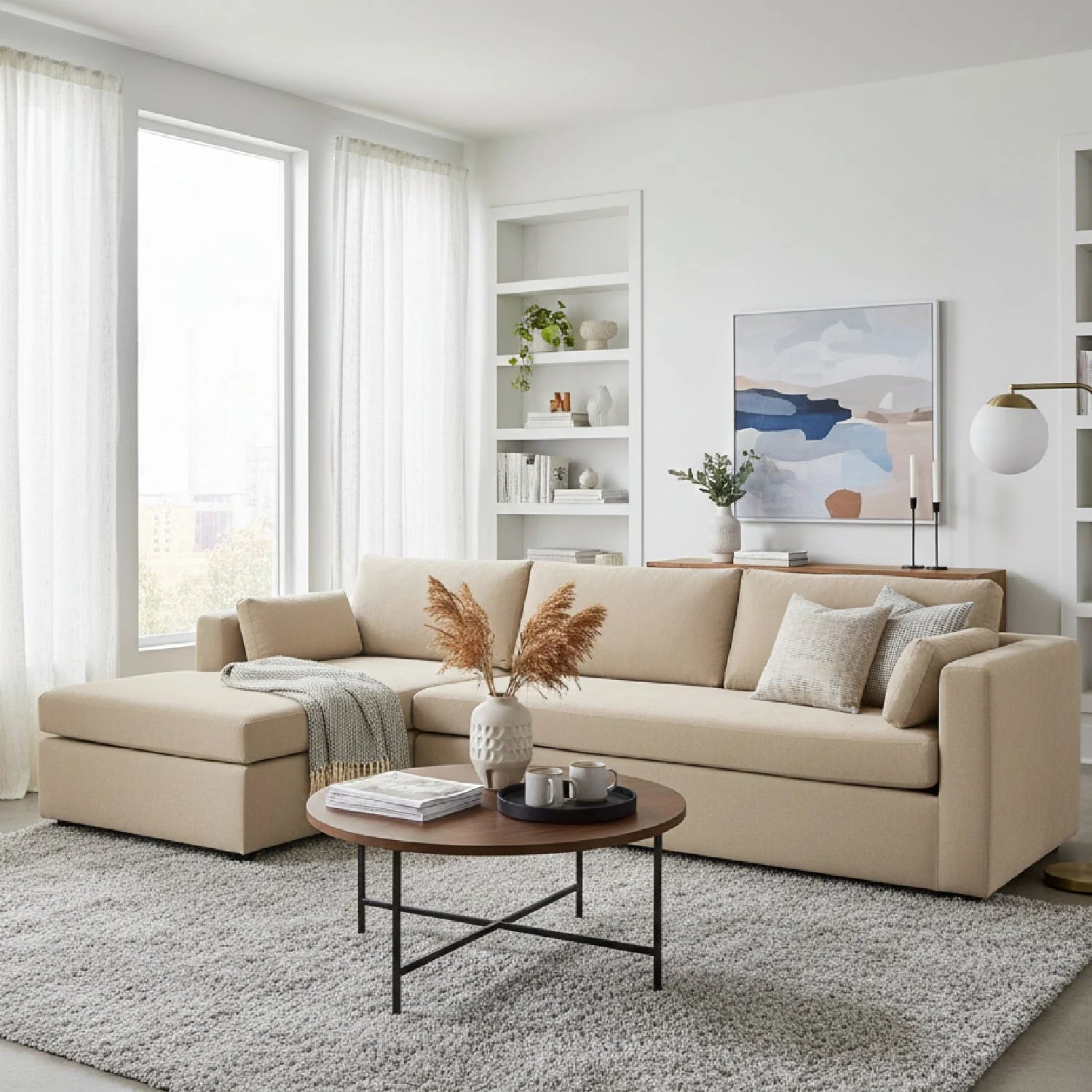 Luxury Fabric Sectional Sofa Modern Italian Style for Villa