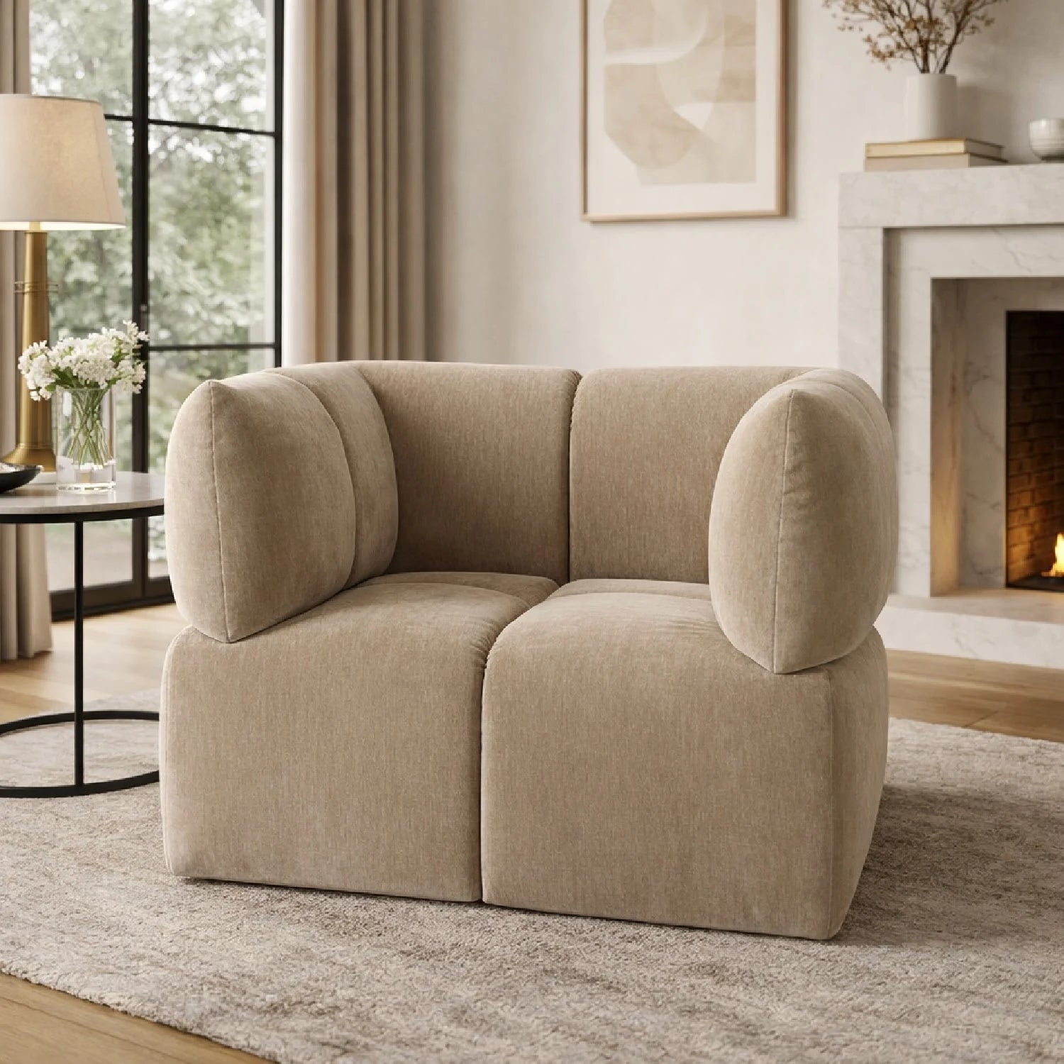 Luxury Fabric Swivel Accent Chair European Style for Villa