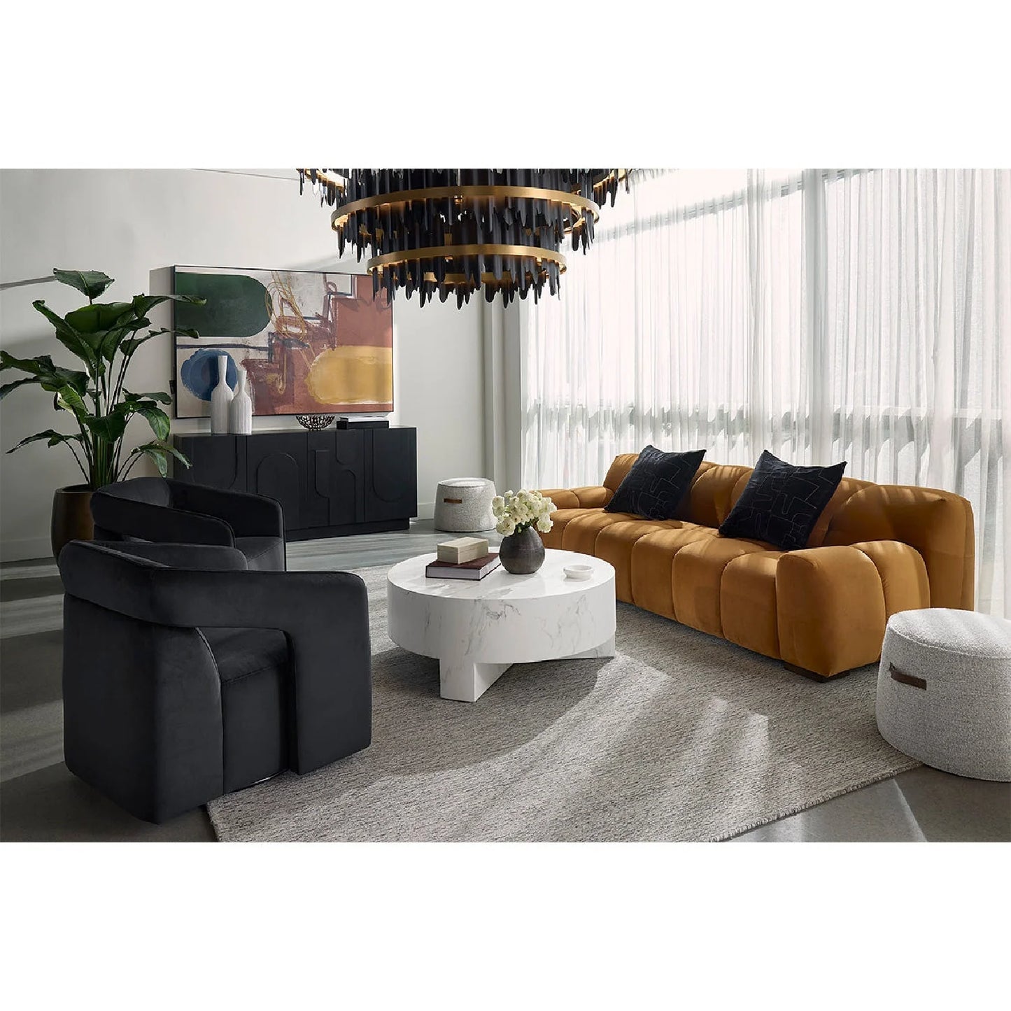 Luxury Fabric Swivel Accent Chair Modern Italian Style for Villa