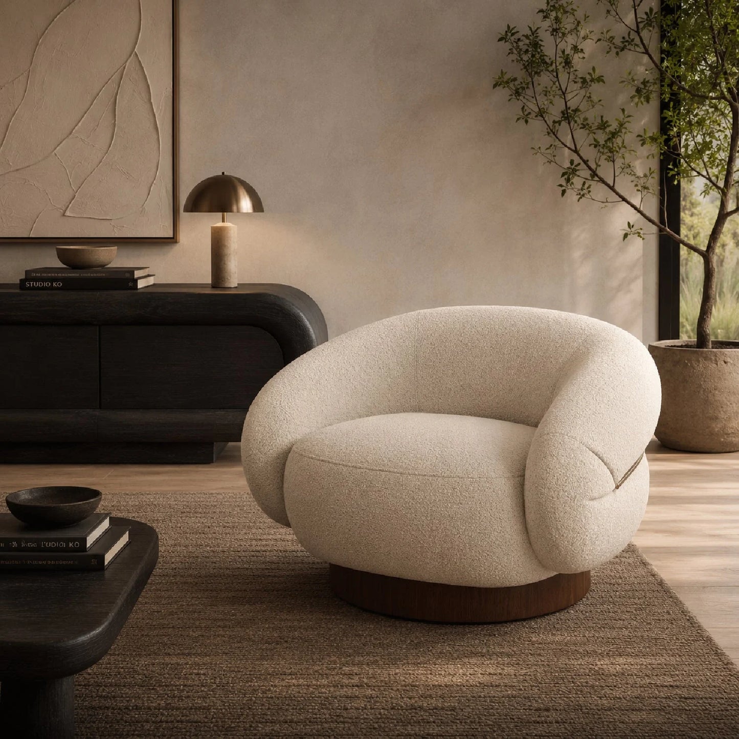 Luxury Fabric Swivel Accent Chair Modern Italian Style for Villa