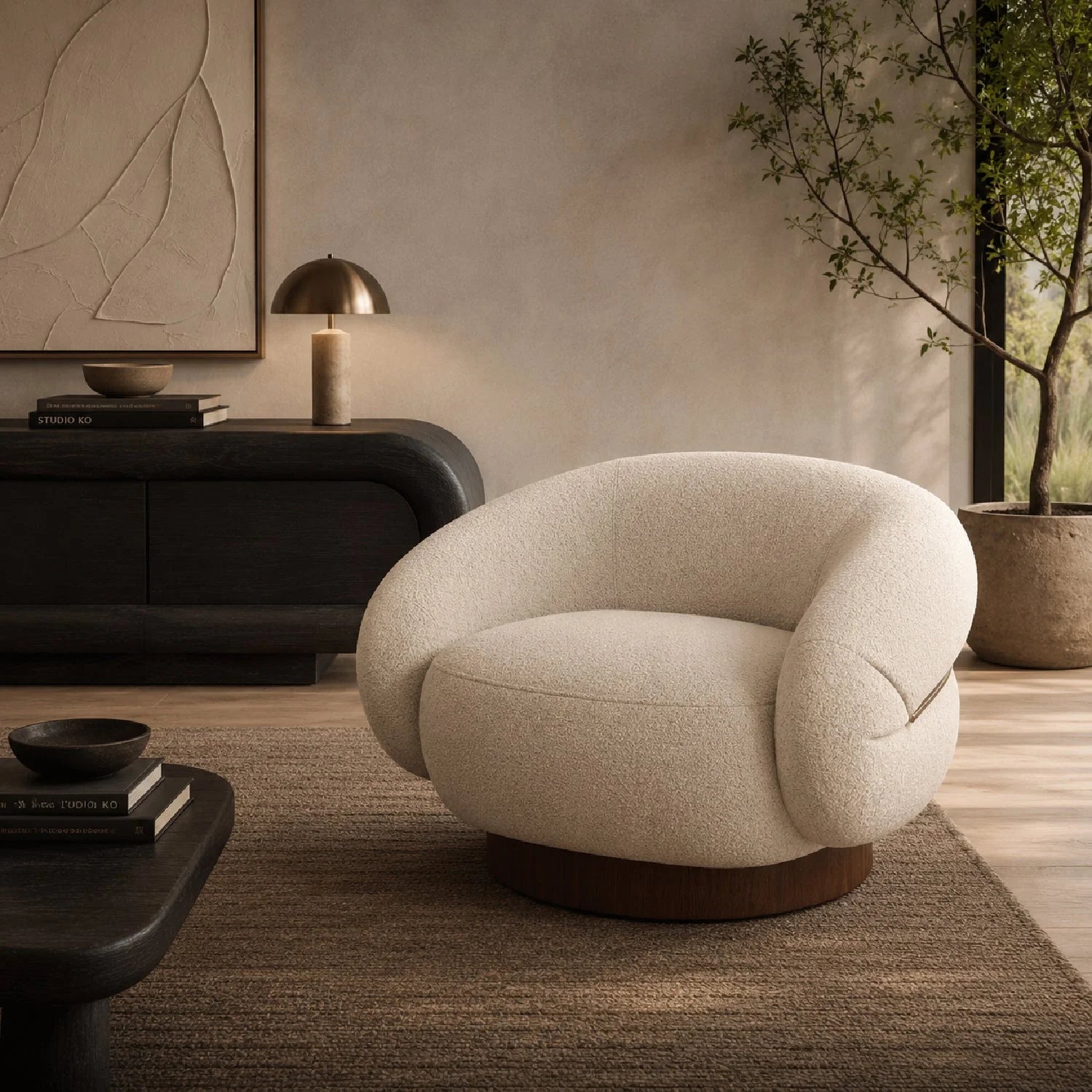 Luxury Fabric Swivel Accent Chair Modern Italian Style for Villa