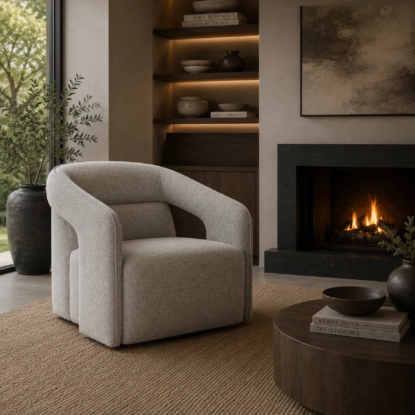 Luxury Fabric Swivel Accent Chair Modern Italian Style for Villa