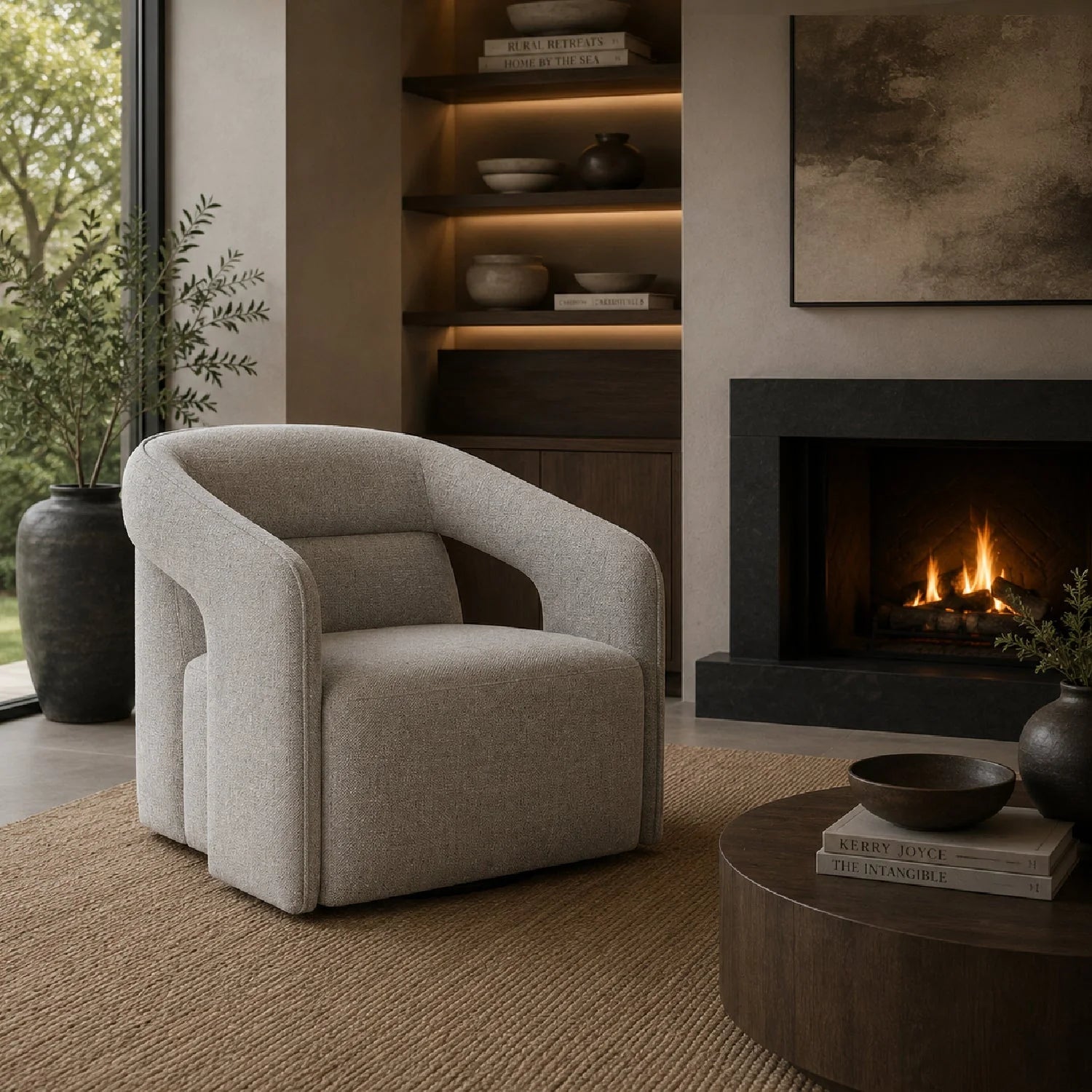 Luxury Fabric Swivel Accent Chair Modern Italian Style for Villa