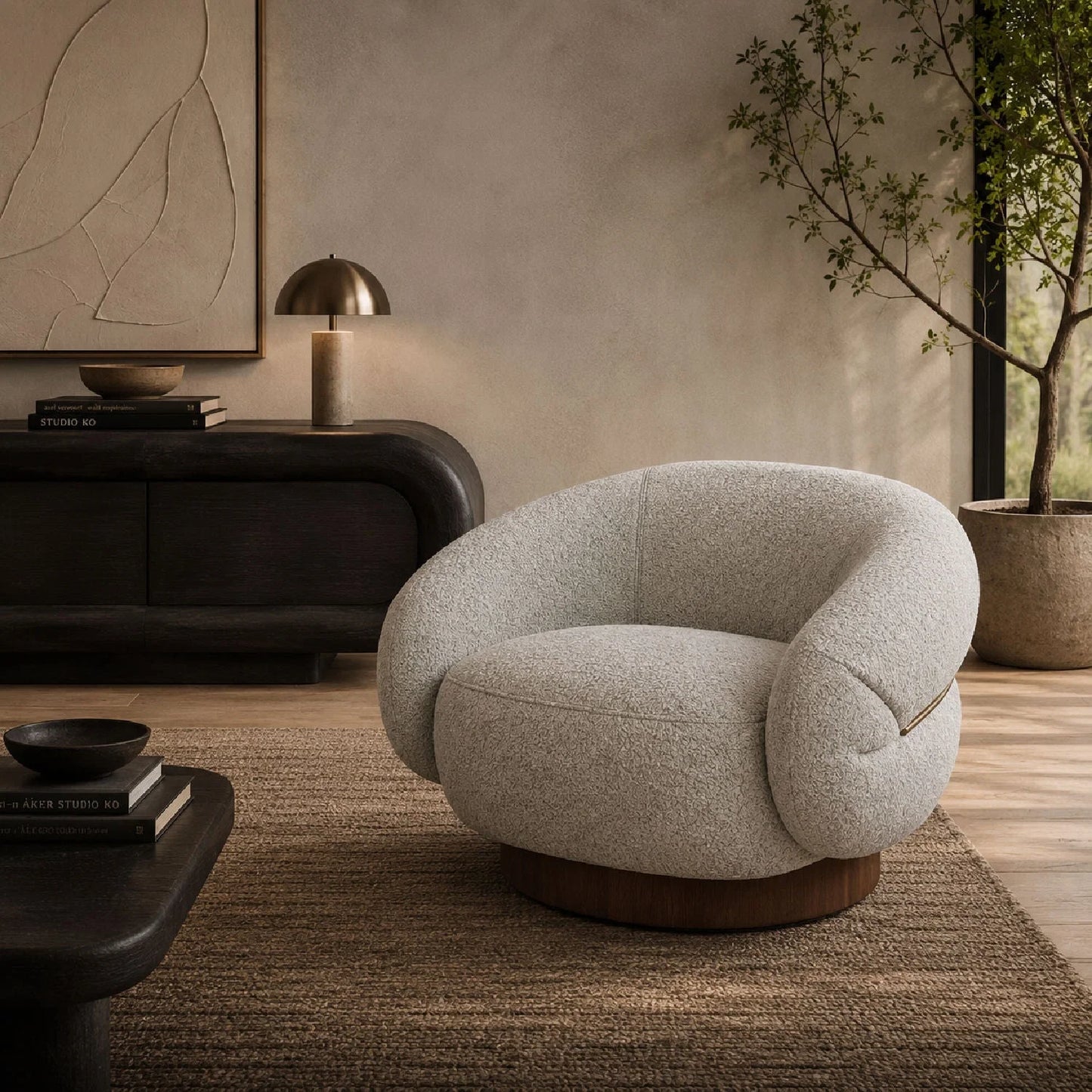 Luxury Fabric Swivel Accent Chair Modern Italian Style for Villa