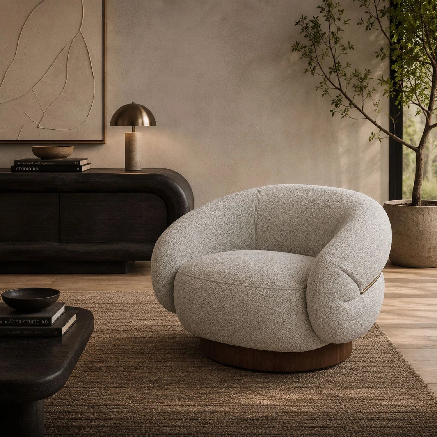 Luxury Fabric Swivel Accent Chair Modern Italian Style for Villa