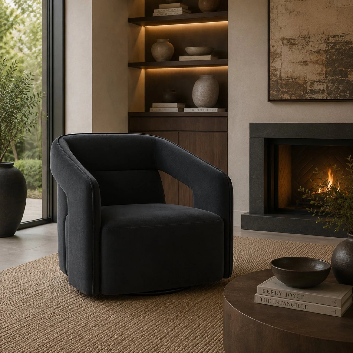 Luxury Fabric Swivel Accent Chair Modern Italian Style for Villa