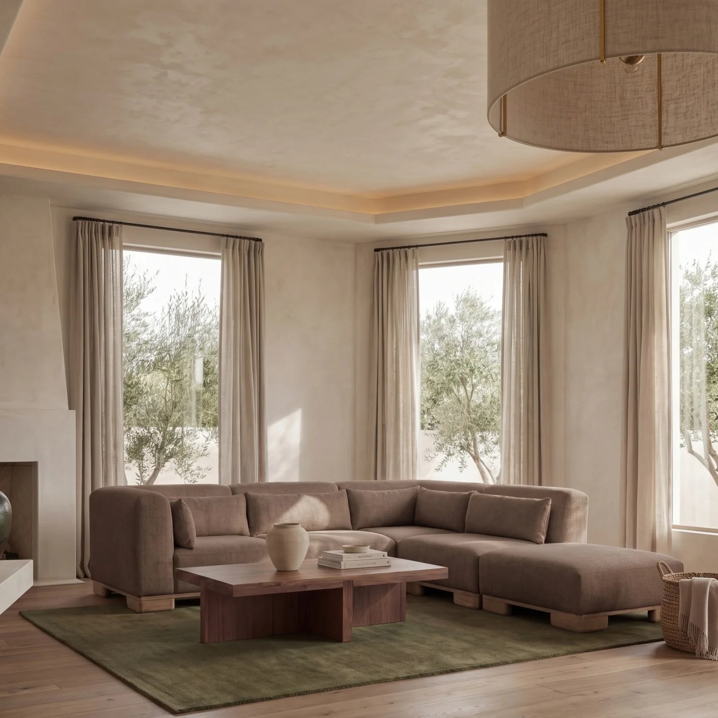 Luxury Fabric Upholstered Modular Sofa Modern Italian Style for Villa