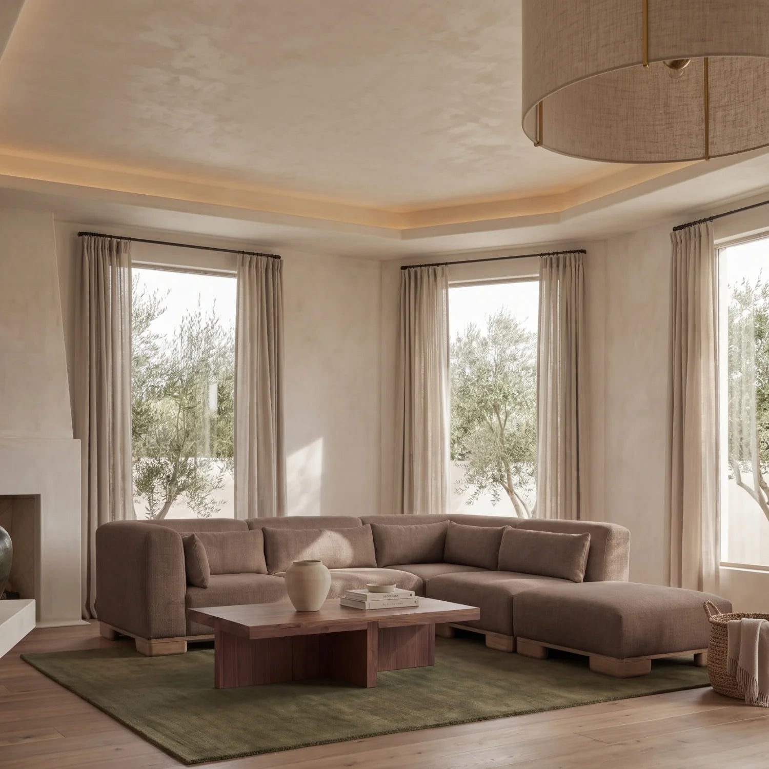 Luxury Fabric Upholstered Modular Sofa Modern Italian Style for Villa