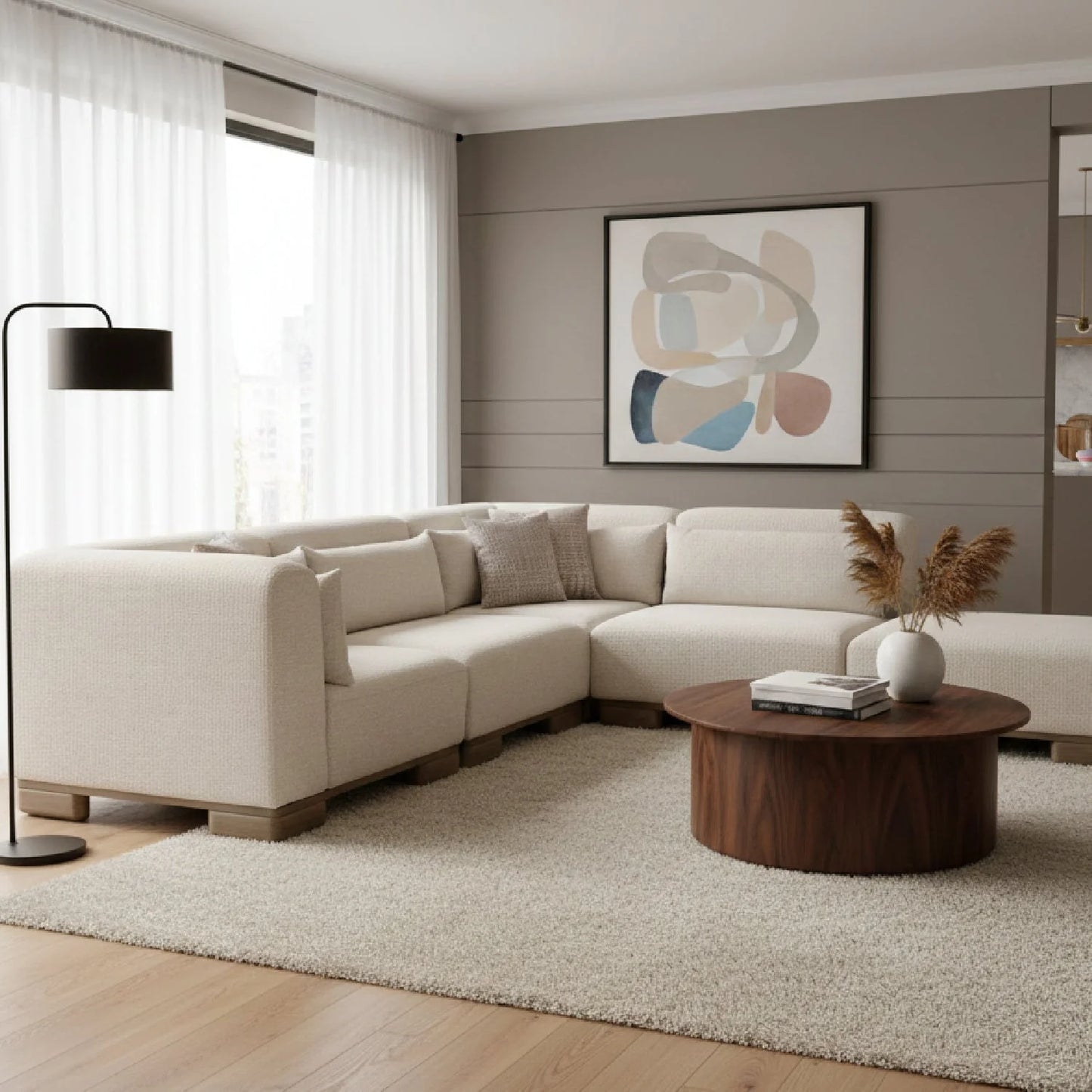Luxury Fabric Upholstered Modular Sofa Modern Italian Style for Villa