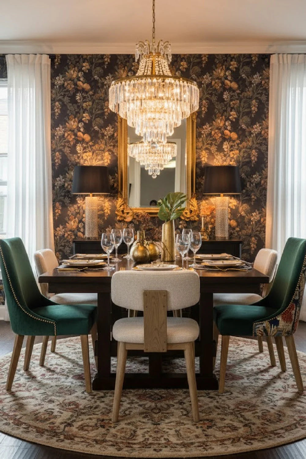 Luxury Fabric Upholstered Oak Dining Chairs European Style for Villa