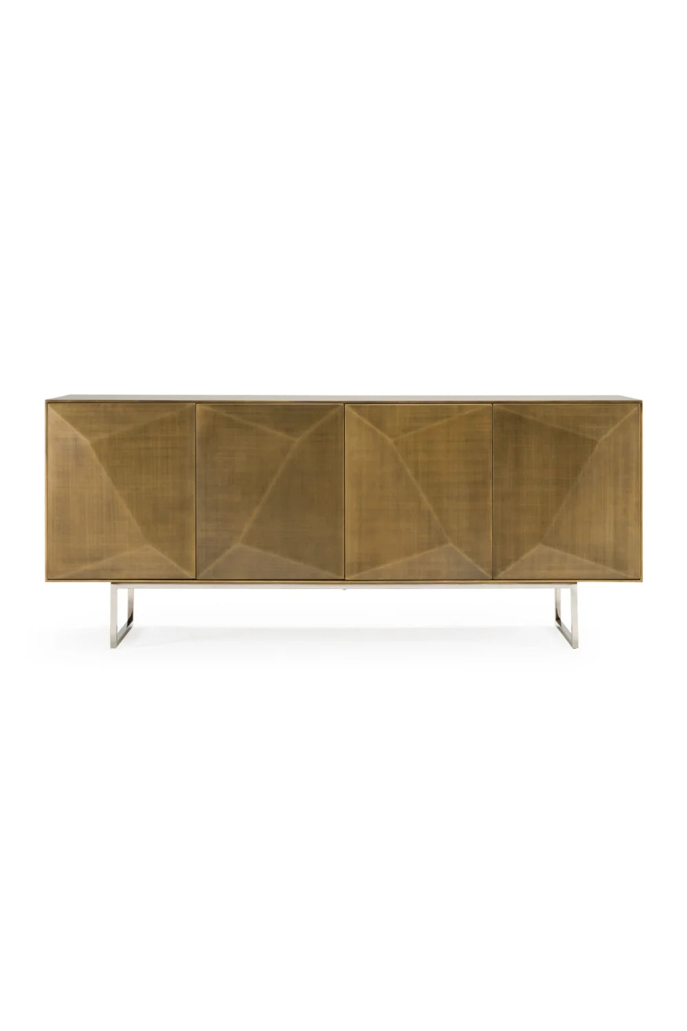 Luxury Faceted Antique Brass Sideboard European Style for Villa