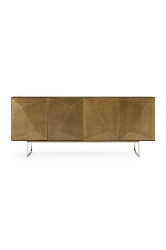 Luxury Faceted Antique Brass Sideboard European Style for Villa