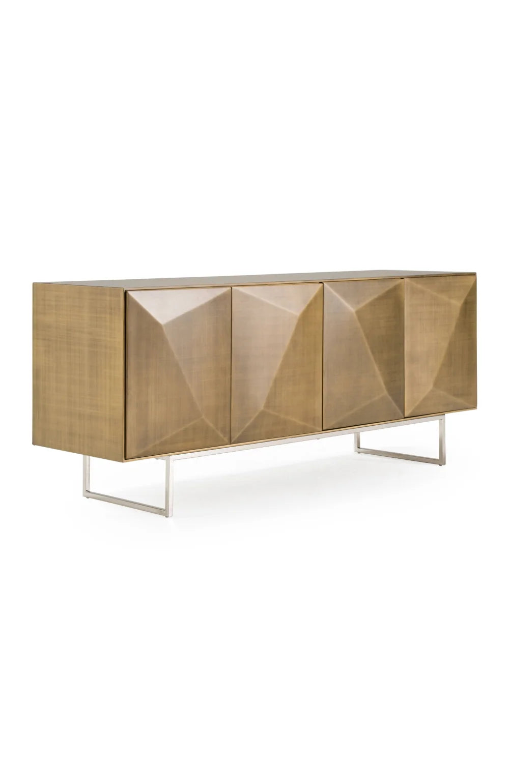 Luxury Faceted Antique Brass Sideboard European Style for Villa