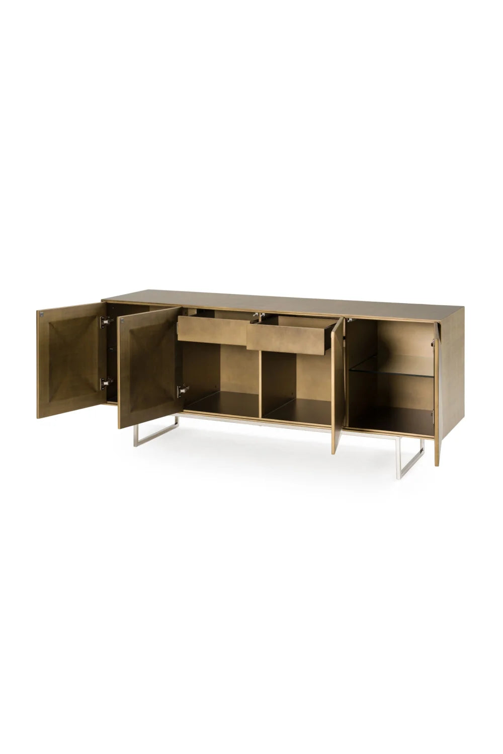 Luxury Faceted Antique Brass Sideboard European Style for Villa