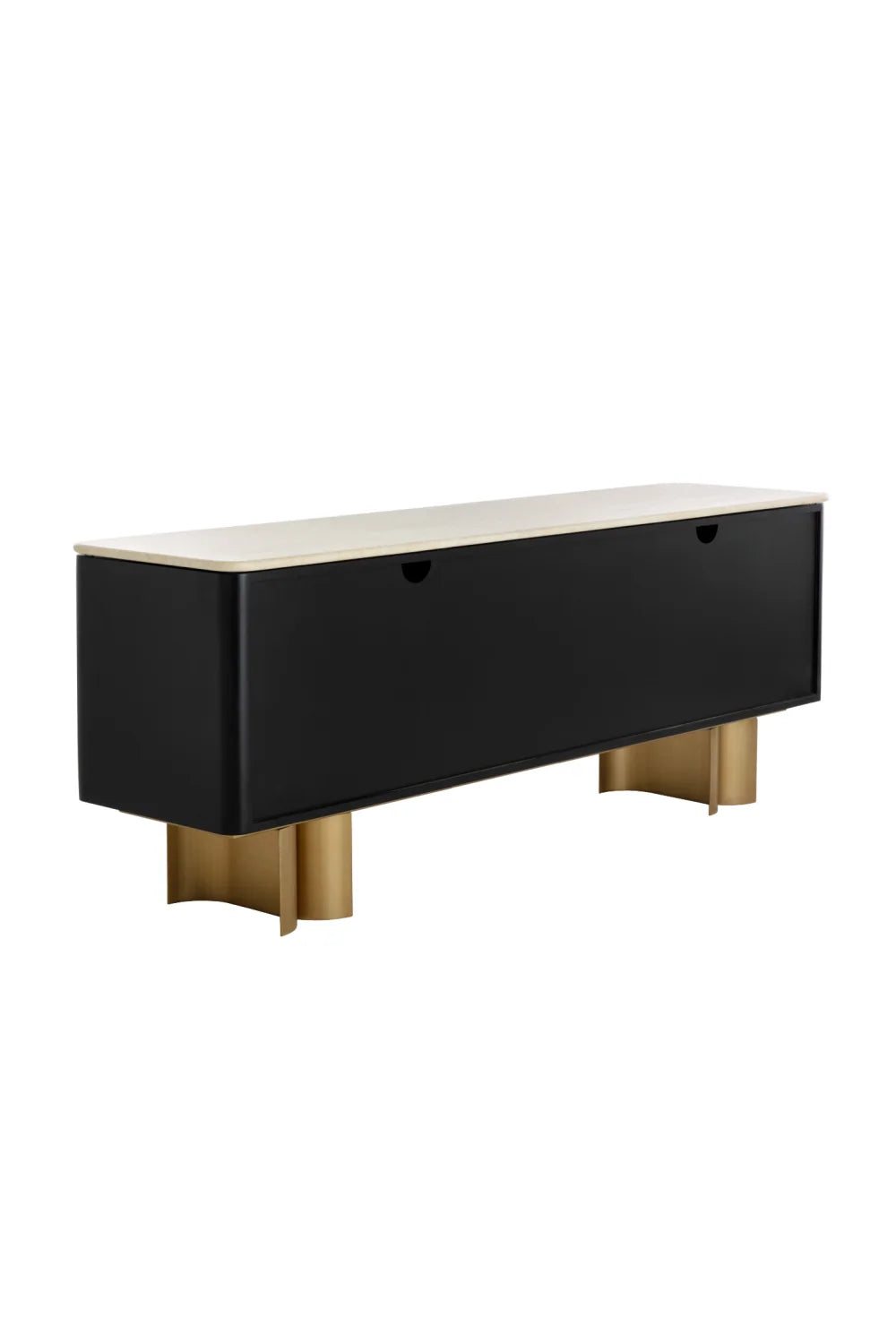 Luxury Faceted Black 4-Door Sideboard European Style for Villa