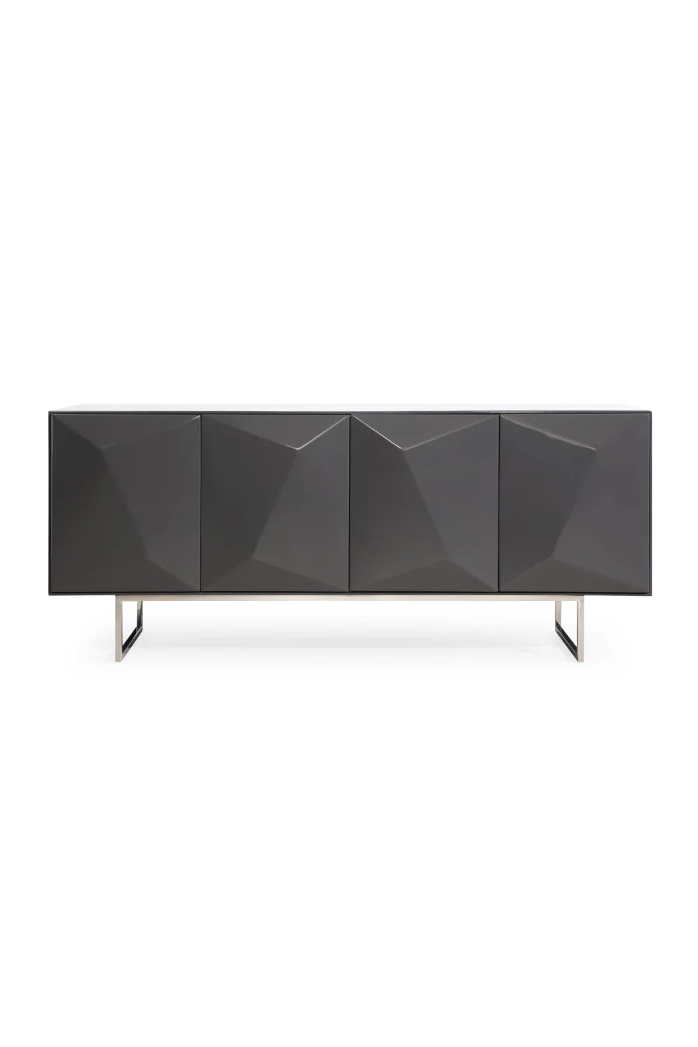 Luxury Faceted Grey 4-Door Sideboard European Style for Villa