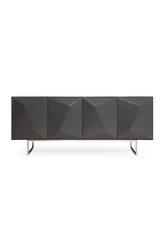 Luxury Faceted Grey 4-Door Sideboard European Style for Villa