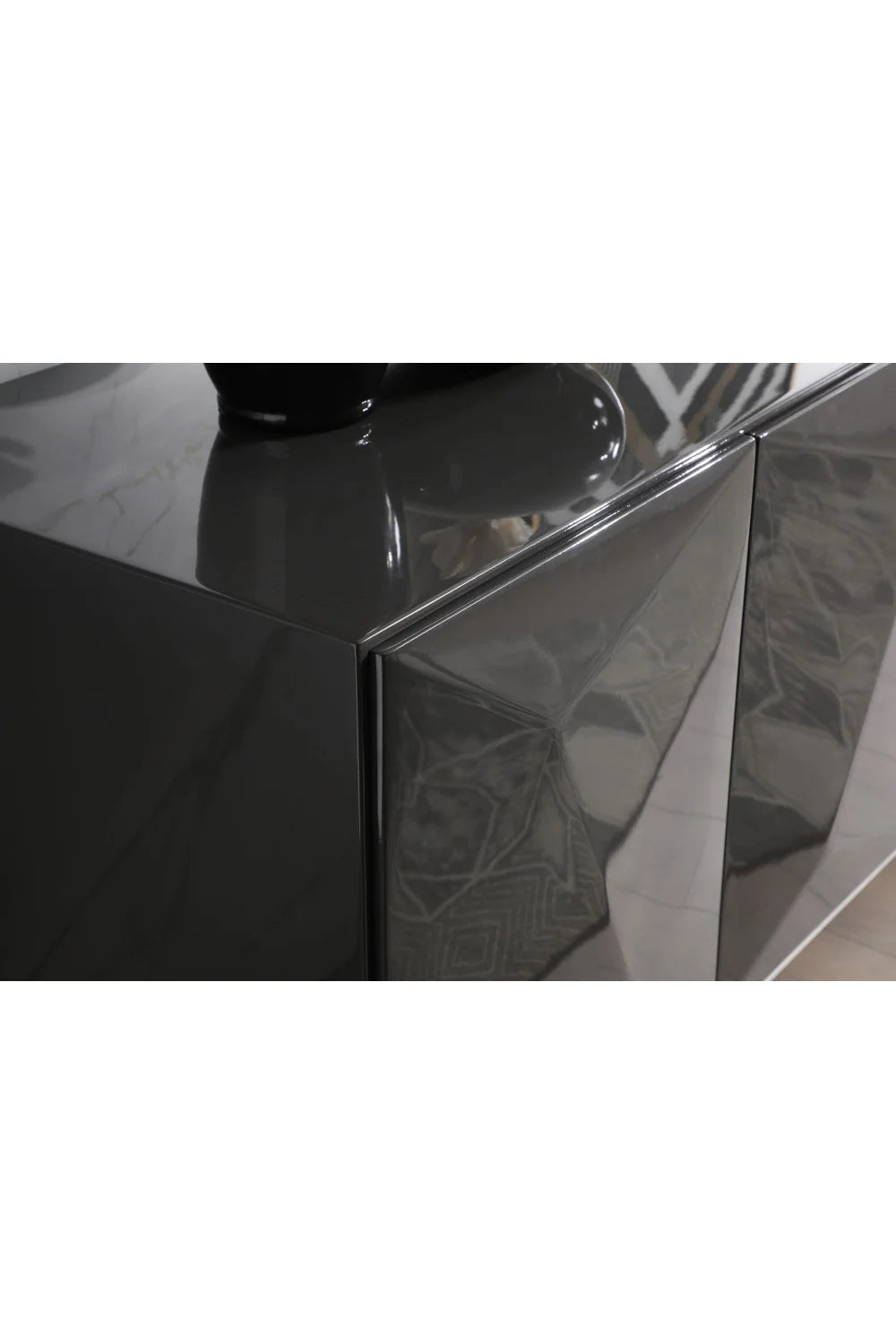 Luxury Faceted Grey 4-Door Sideboard European Style for Villa