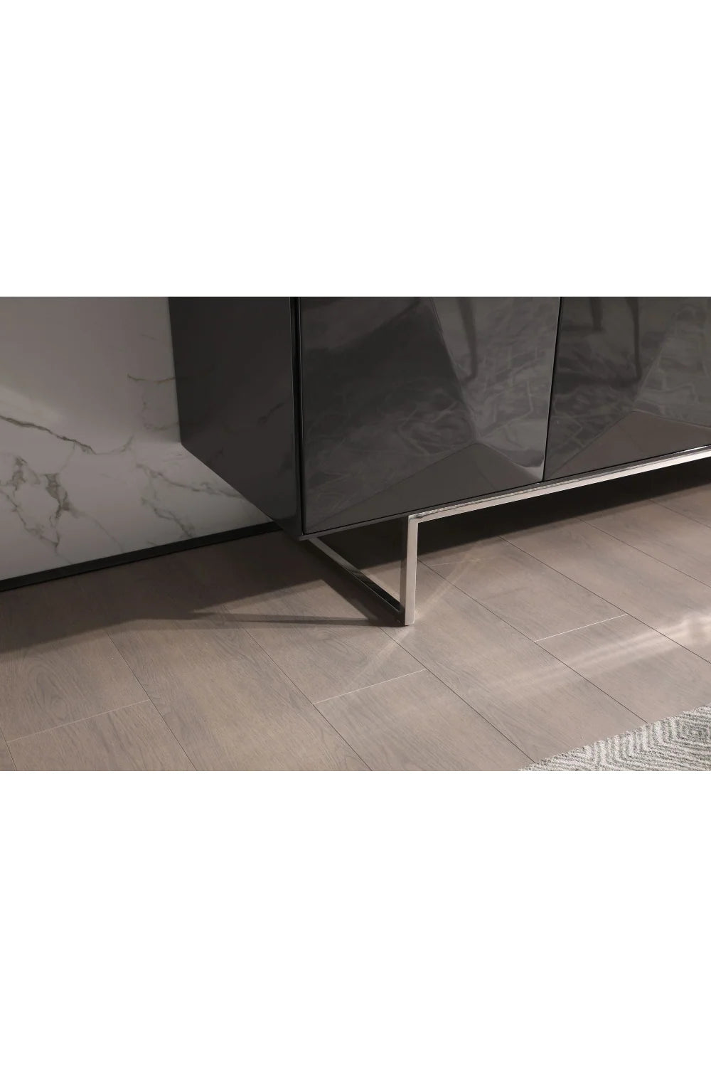 Luxury Faceted Grey 4-Door Sideboard European Style for Villa