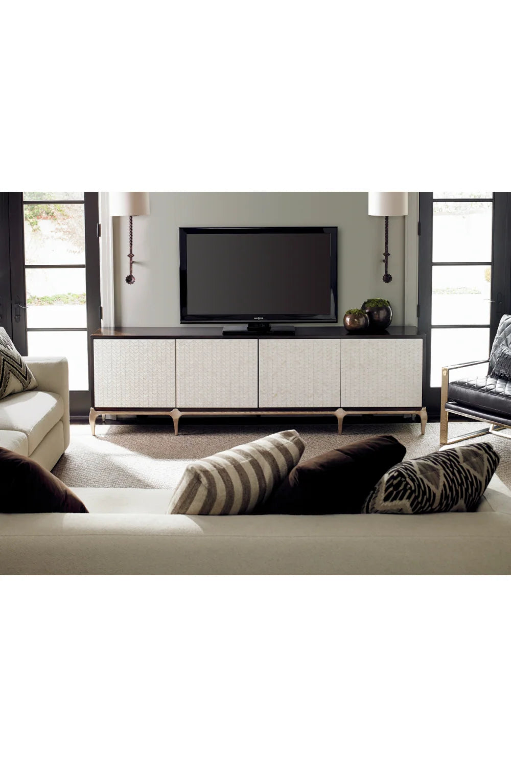 Luxury Faux Bone Media Cabinet Modern Italian Style for Villa