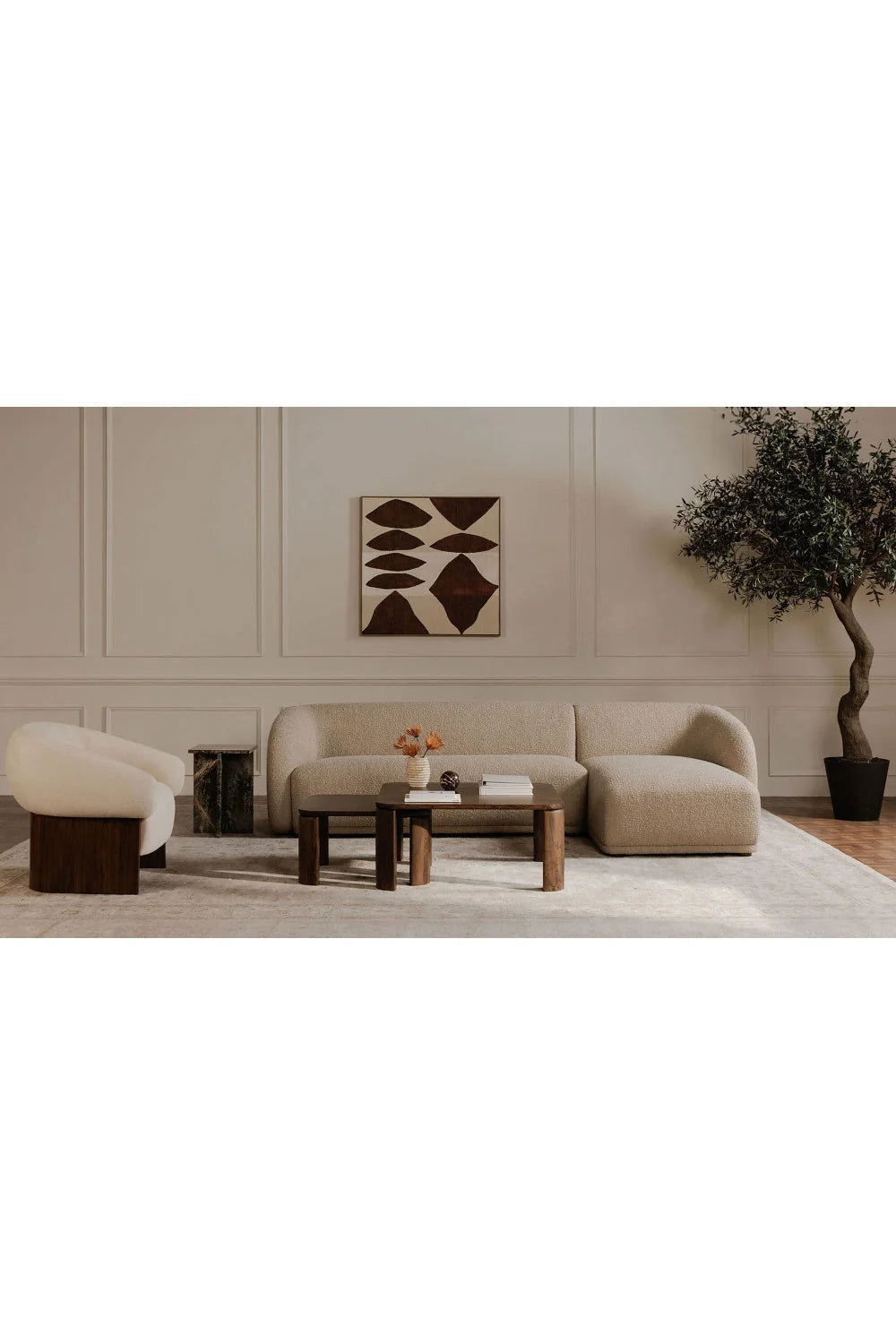 Luxury Faye Fabric Curved Sectional Sofa Modern Italian Style for Villa
