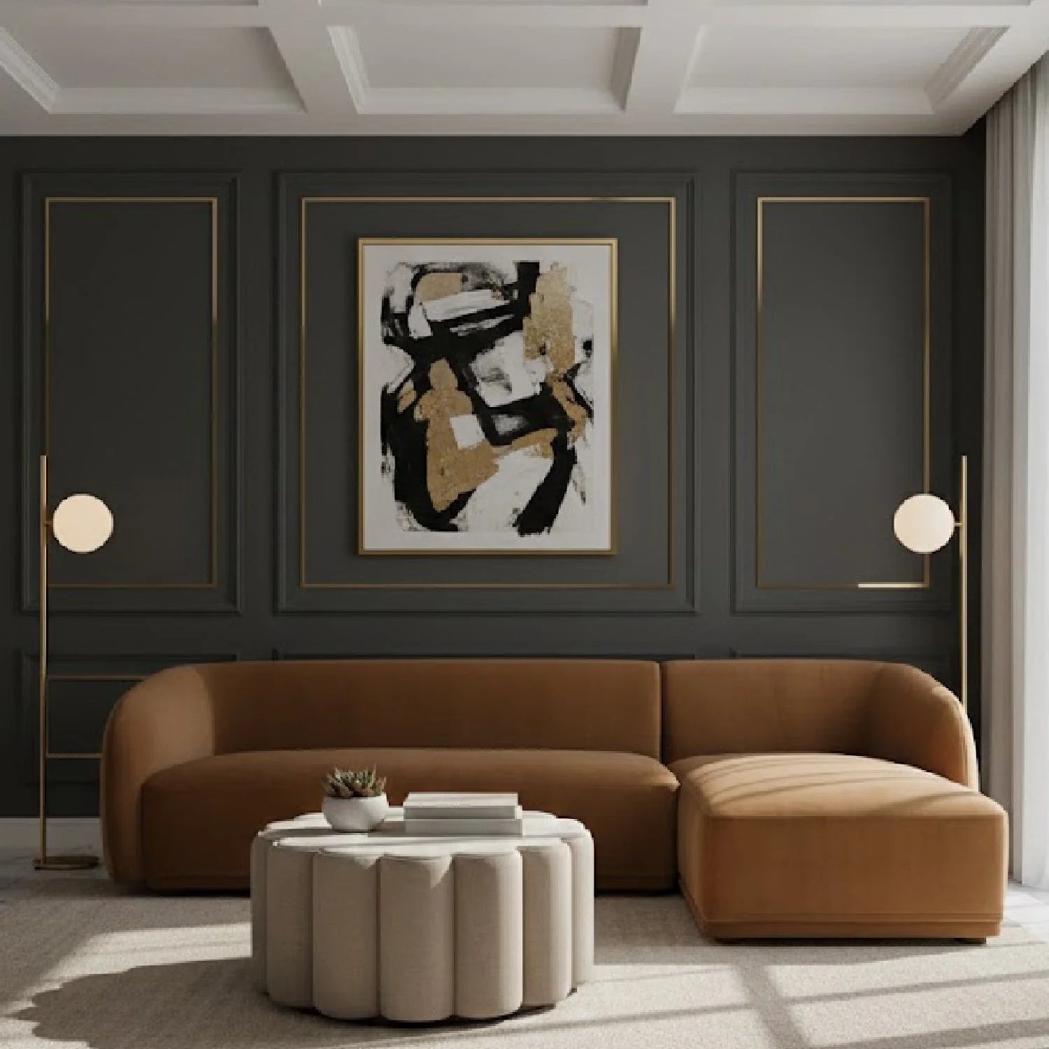 Luxury Faye Fabric Curved Sectional Sofa Modern Italian Style for Villa