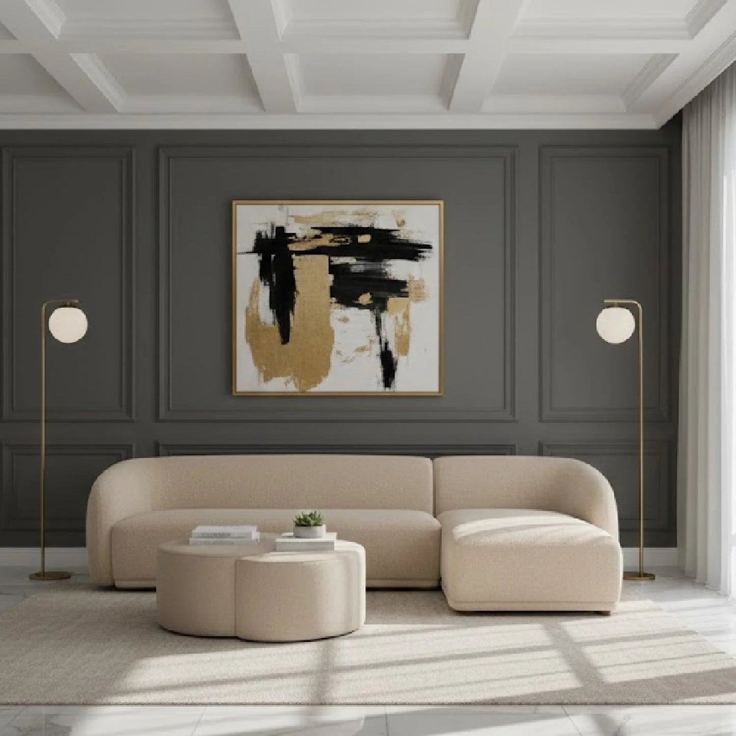 Luxury Faye Fabric Curved Sectional Sofa Modern Italian Style for Villa
