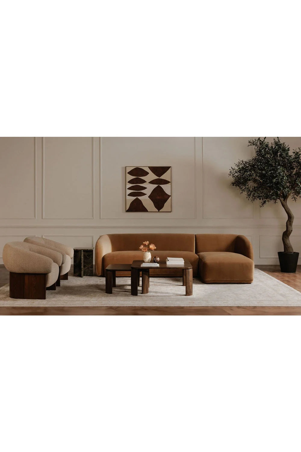 Luxury Faye Fabric Curved Sectional Sofa Modern Italian Style for Villa
