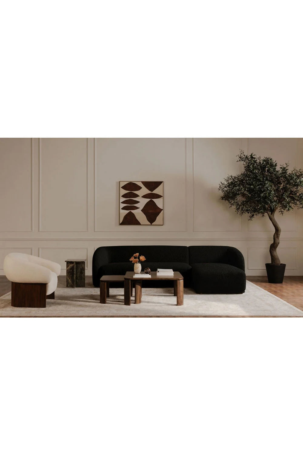 Luxury Faye Fabric Curved Sectional Sofa Modern Italian Style for Villa