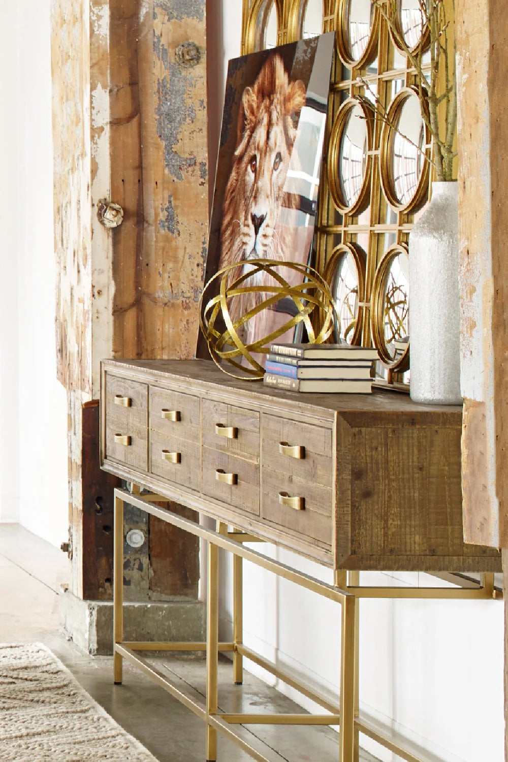 Luxury Fir Wood Console Table Modern Italian Style for Villa