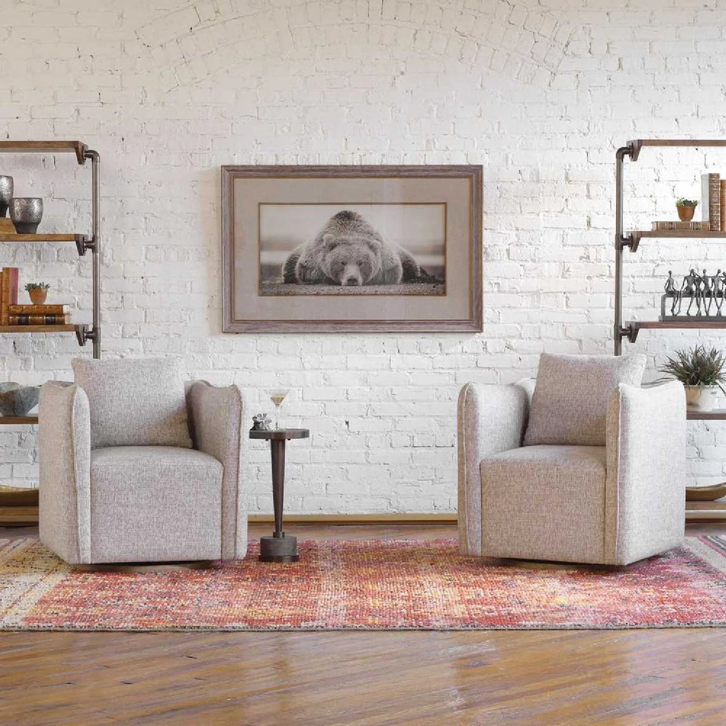 Luxury Flanged Fabric Swivel Accent Chair Modern Italian Style for Villa