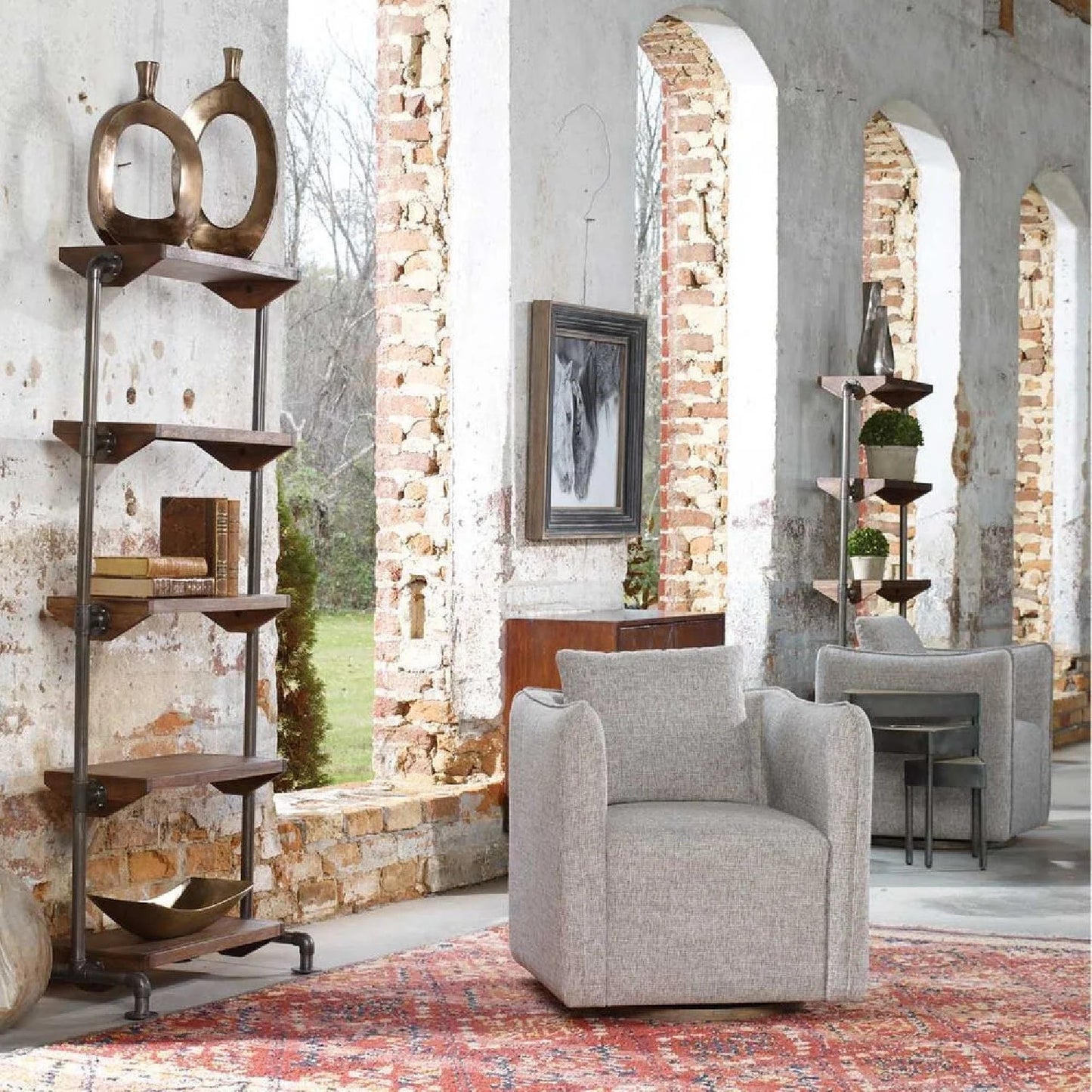 Luxury Flanged Fabric Swivel Accent Chair Modern Italian Style for Villa