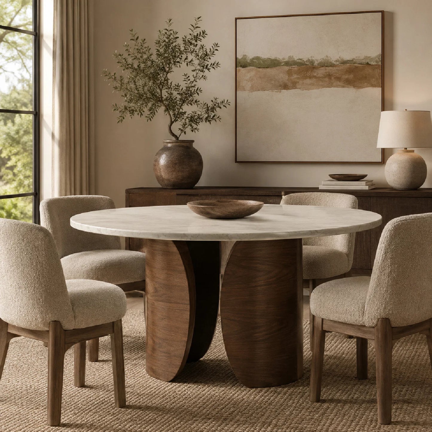 Luxury Fleur Stone Dining Table Modern Italian Style for Villa