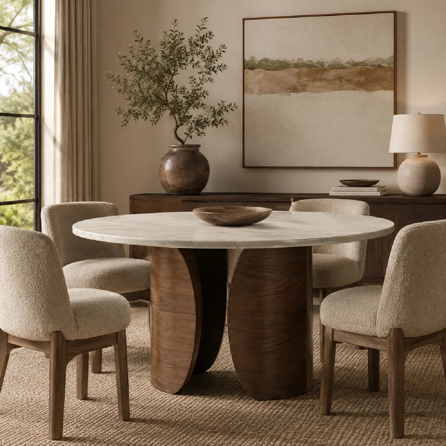 Luxury Fleur Stone Dining Table Modern Italian Style for Villa