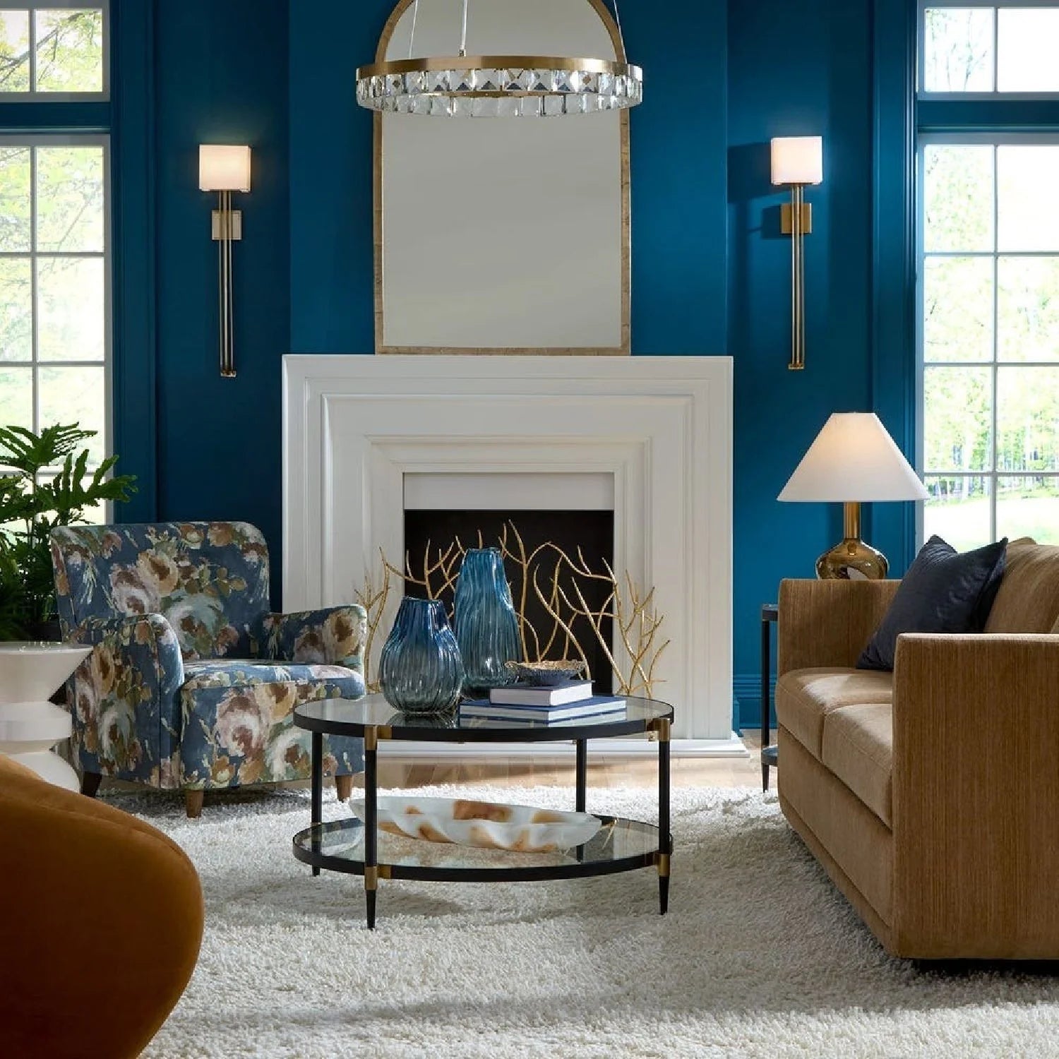 Luxury Floral Fabric Accent Armchair Modern Italian Style for Villa