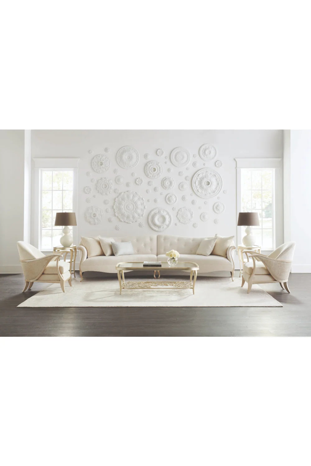 Luxury Flower Glass Cocktail Table Modern Italian Style for Villa