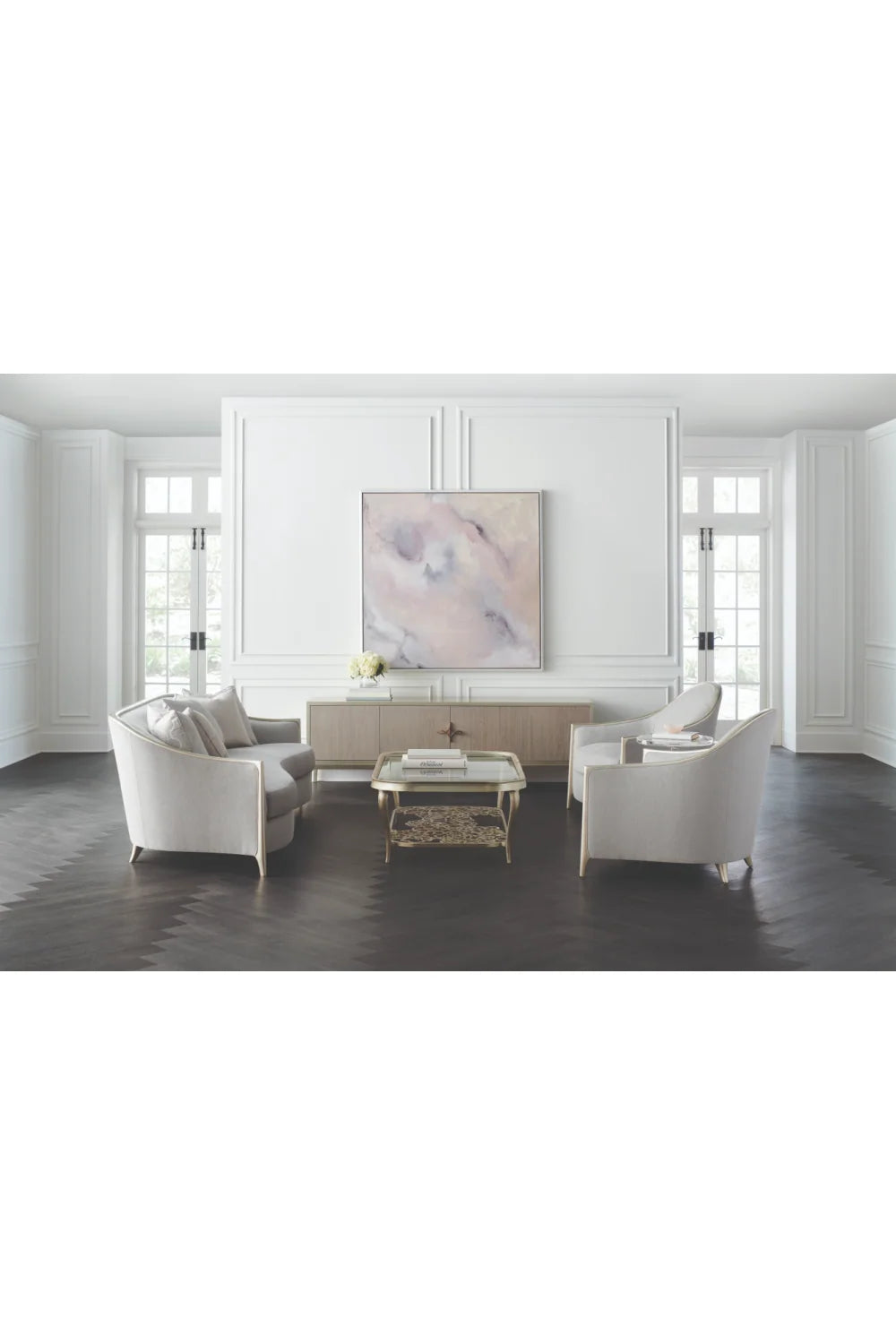 Luxury Flower Glass Cocktail Table Modern Italian Style for Villa