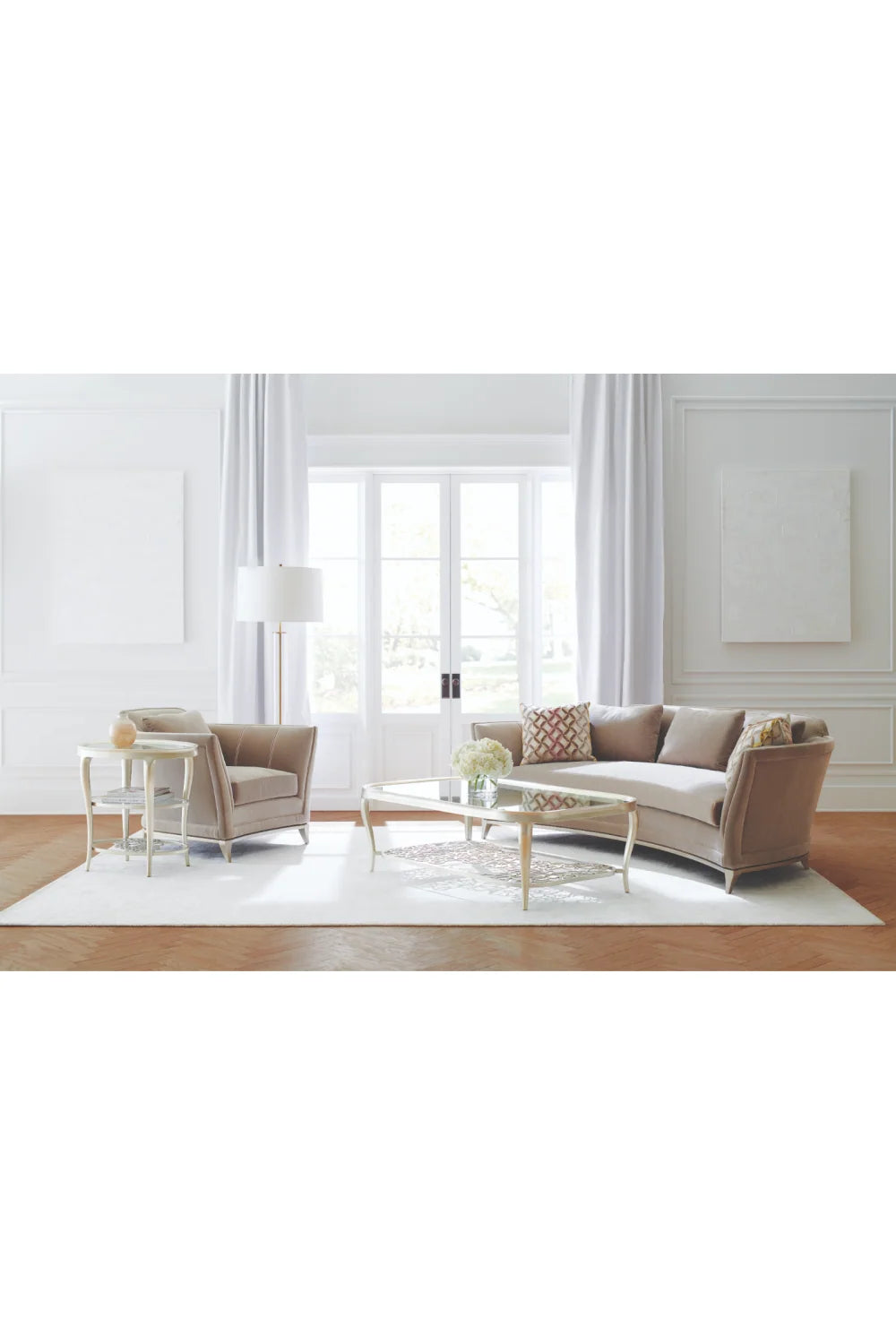 Luxury Flower Glass Cocktail Table Modern Italian Style for Villa