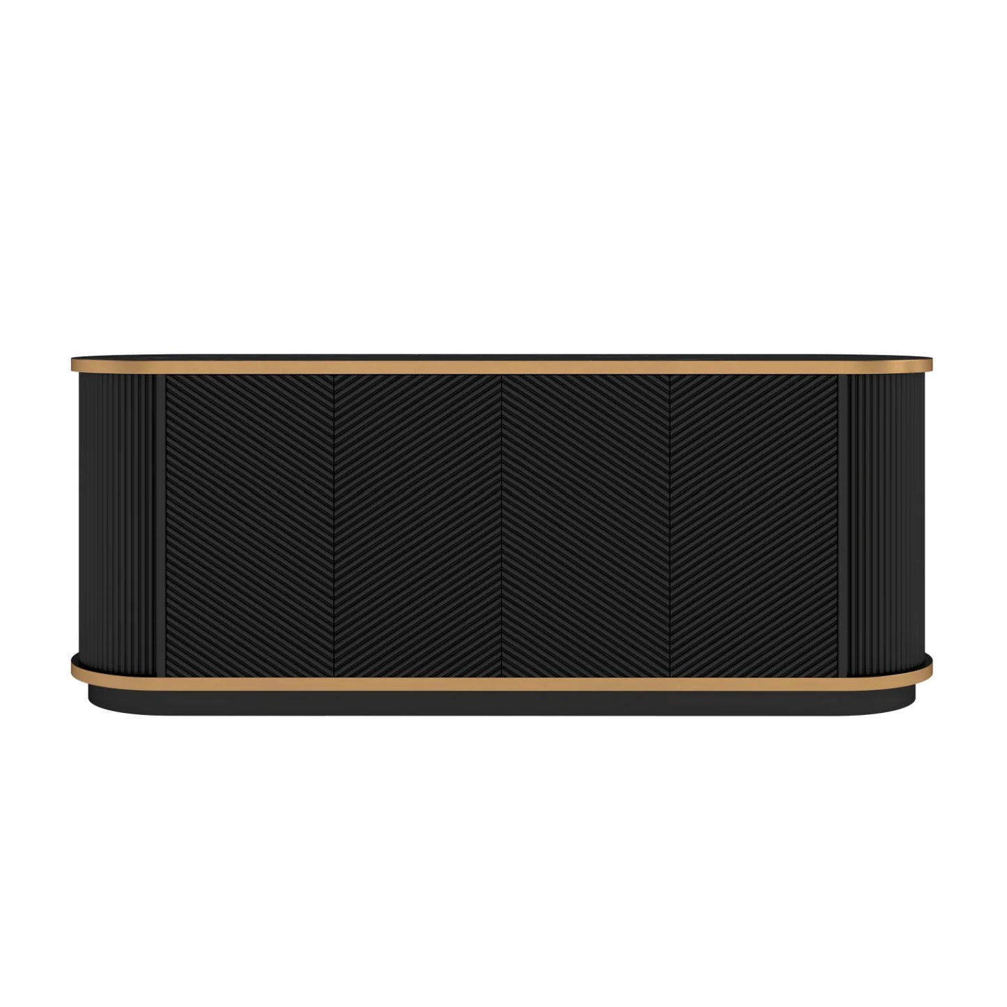 Luxury Fluted Black Wood Sideboard European Style for Villa