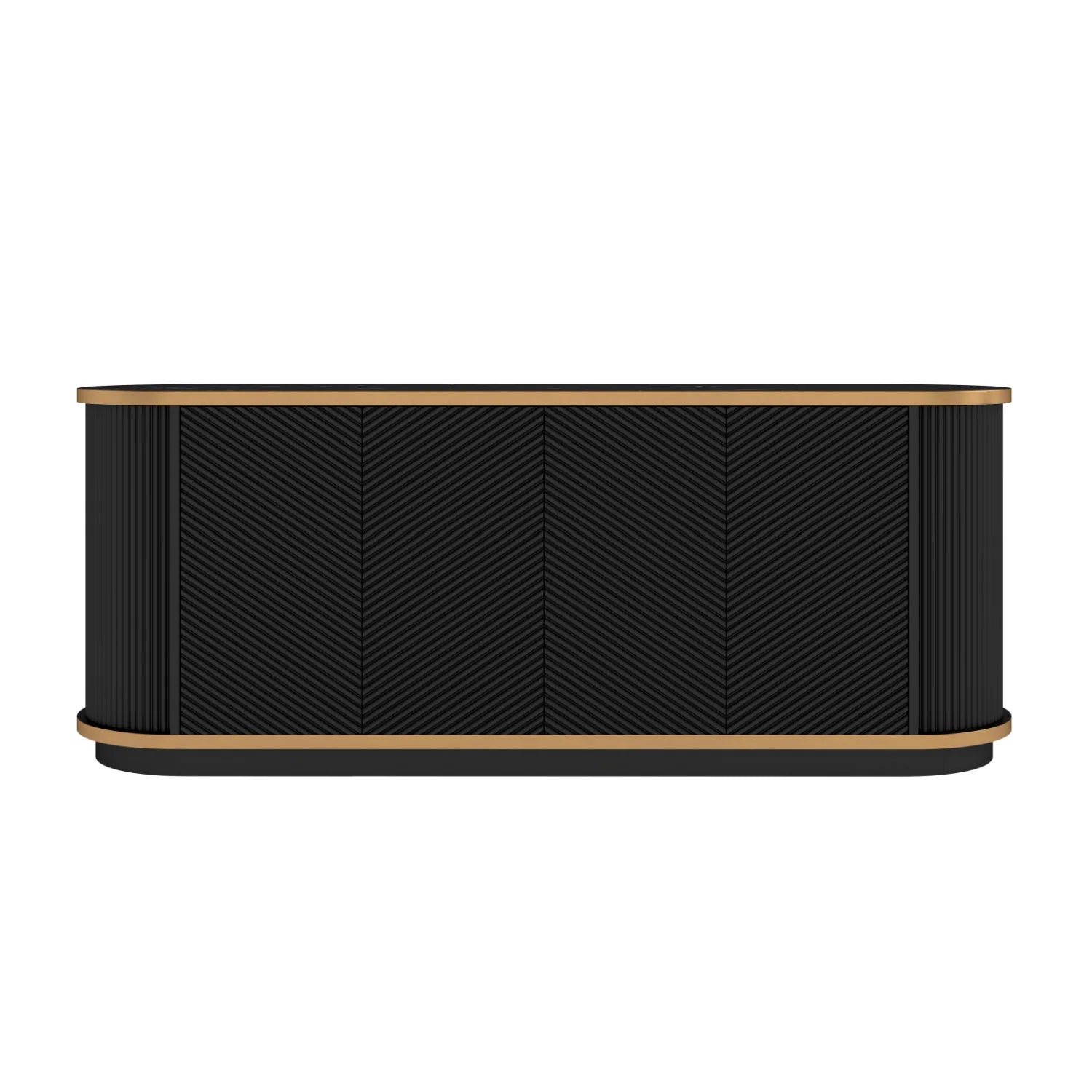 Luxury Fluted Black Wood Sideboard European Style for Villa