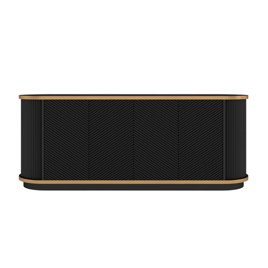 Luxury Fluted Black Wood Sideboard European Style for Villa