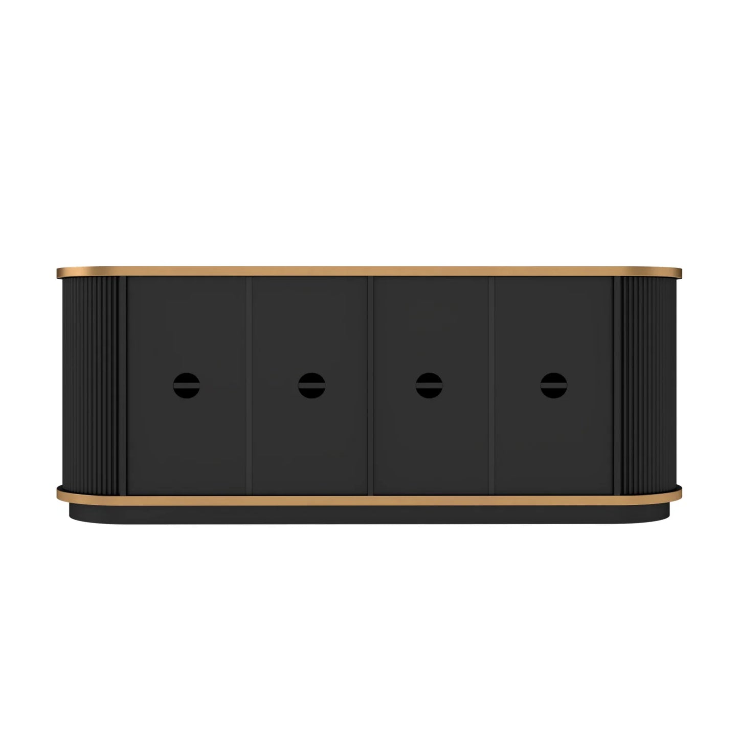 Luxury Fluted Black Wood Sideboard European Style for Villa