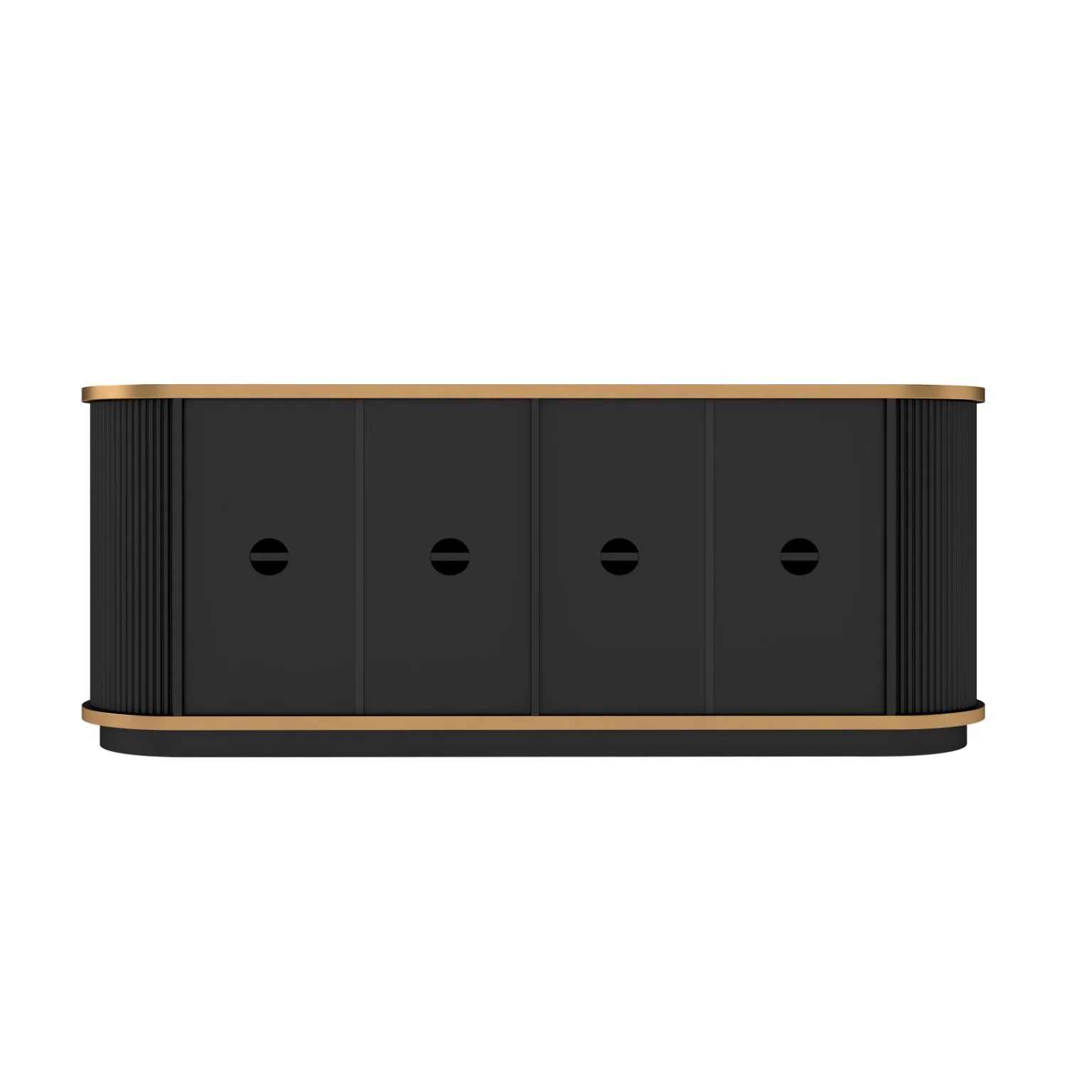 Luxury Fluted Black Wood Sideboard European Style for Villa