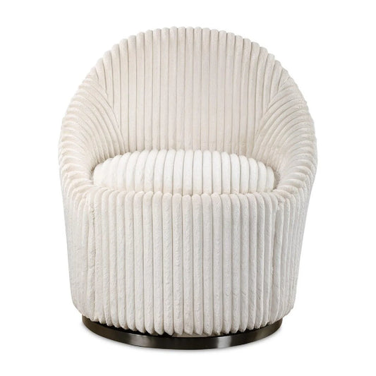 Luxury Fluted Chenille Swivel Lounge Chair Modern Italian Style for Villa