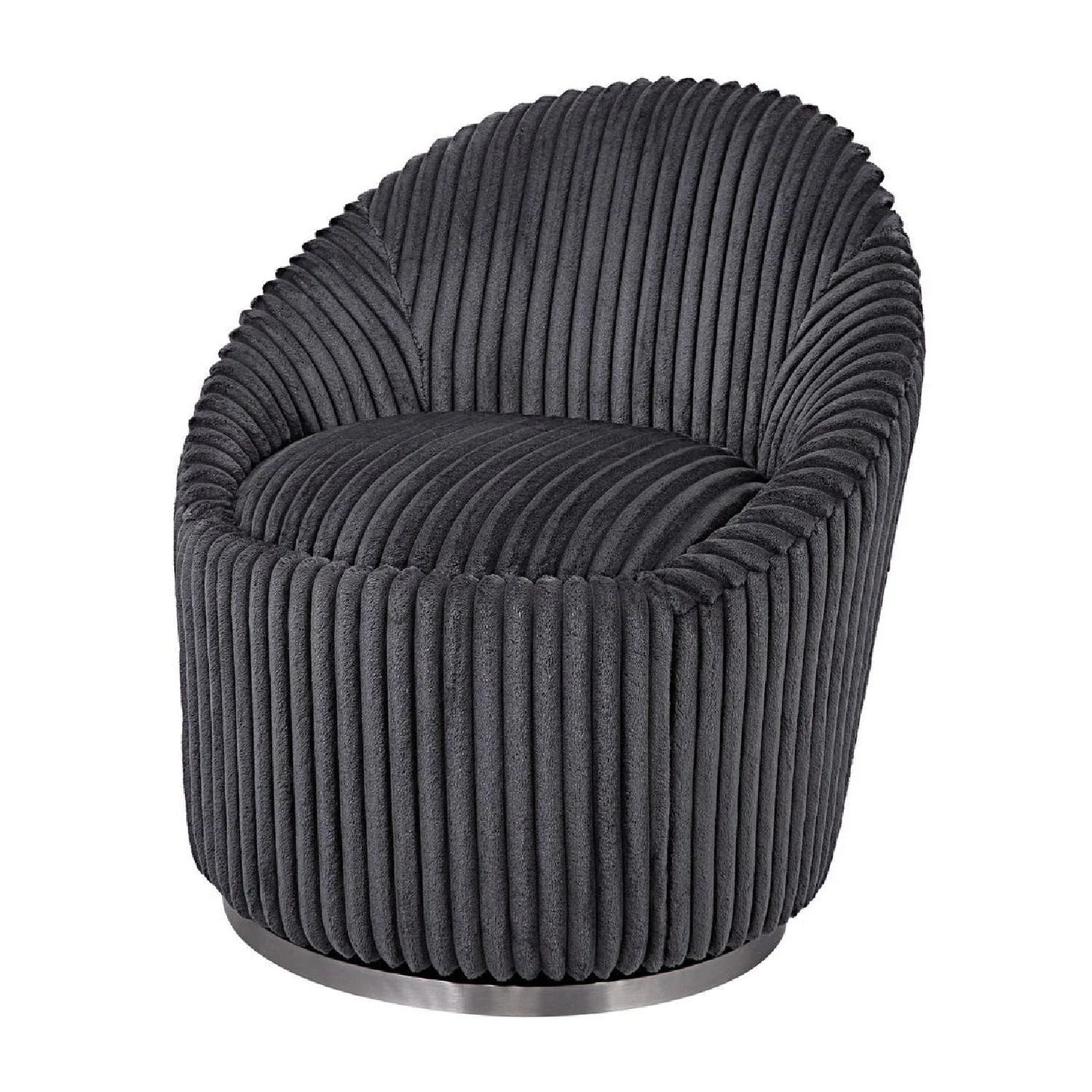 Luxury Fluted Chenille Swivel Lounge Chair Modern Italian Style for Villa