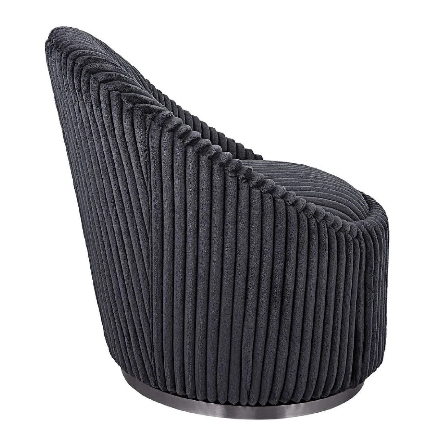 Luxury Fluted Chenille Swivel Lounge Chair Modern Italian Style for Villa
