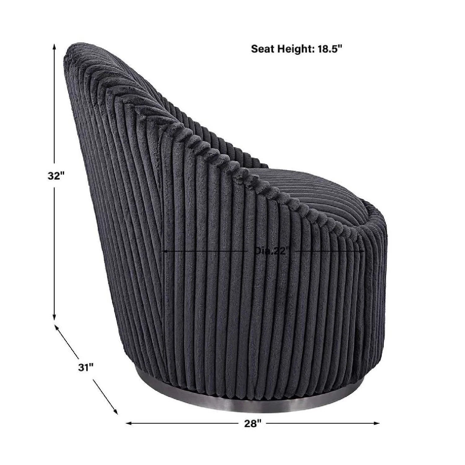 Luxury Fluted Chenille Swivel Lounge Chair Modern Italian Style for Villa